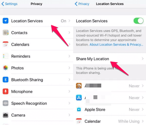 How can I hide my location on my phone?