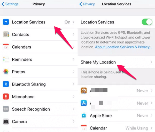 turn share my location off