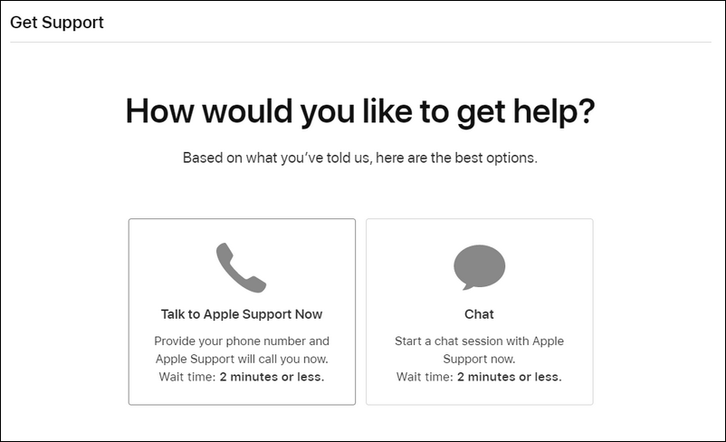 Contact Apple support