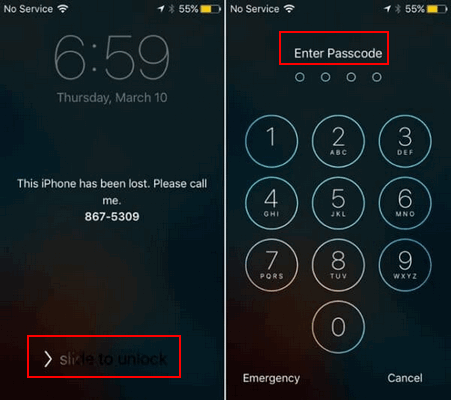 turn off lost mode with screen passcode
