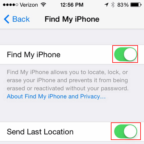 Find My iPhone is on