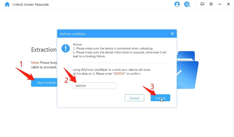 enter unlock confirmation code