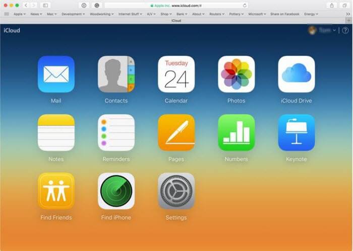 what can you see in iCloud from web