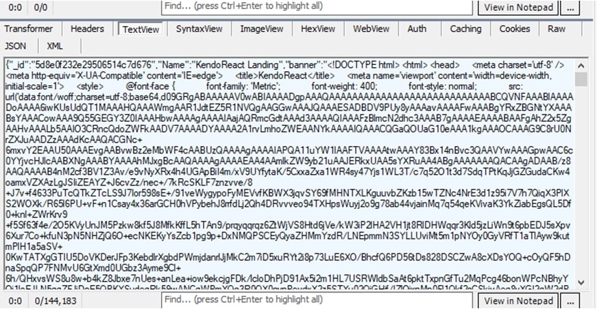  fiddler text view