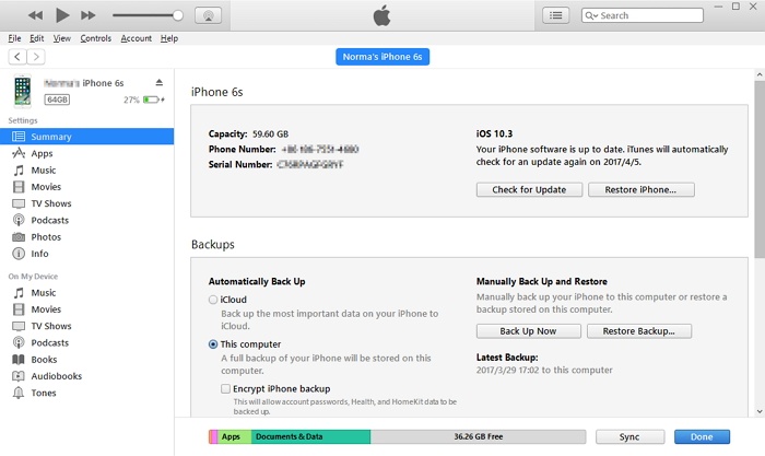 restore iPhoen using iTunes