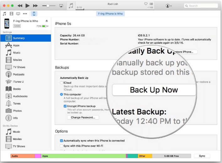backing up iphone to computer