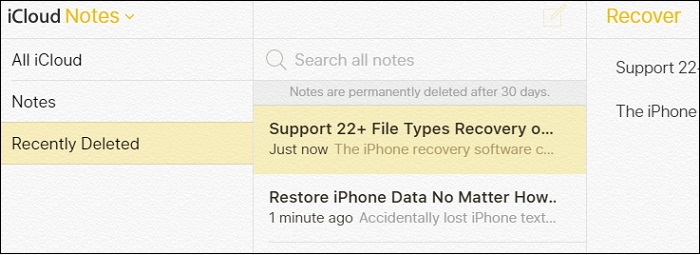 choose Recover from iCloud Backup feature