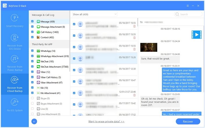 successfuly restore messages from icloud