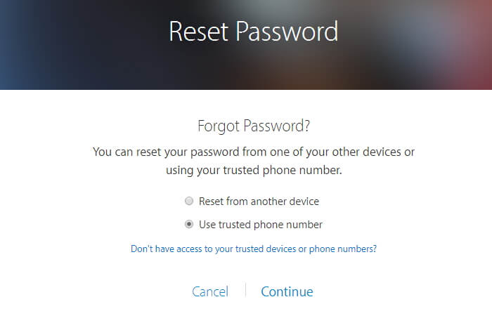apple id forgot password two factor
