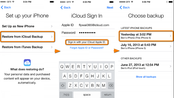 find deleted numbers on iPhone via icloud