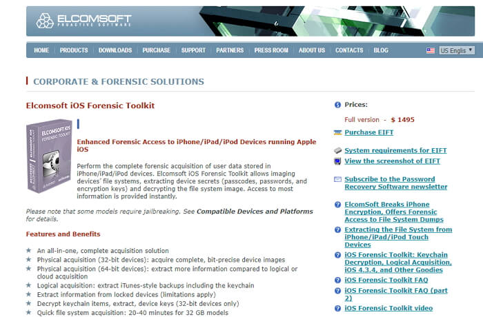 Elcomsoft iOS Forensic Toolkit 