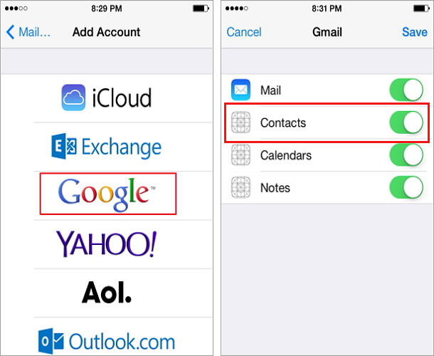 Iphone sync gmail contacts to icloud contacts