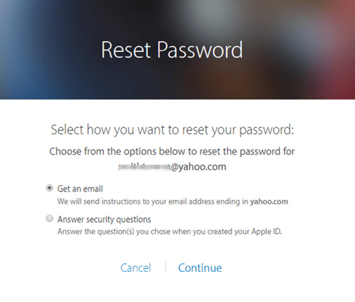 itunes username and password reset