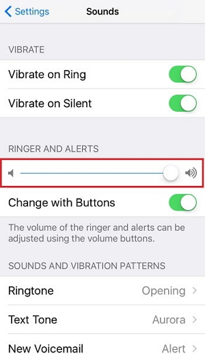 régler le volume de la sonnerie de l'iphone dans les paramètres