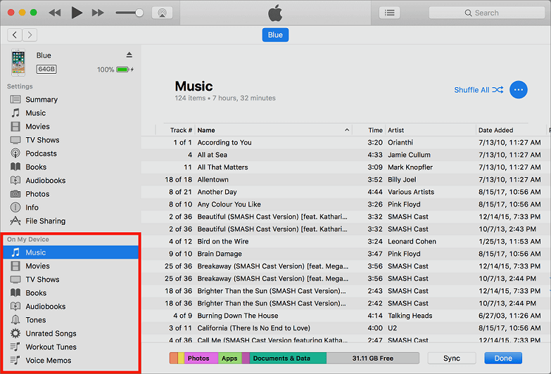 access iPhone files in iTunes