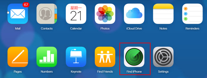 Erase iPhone via iCloud