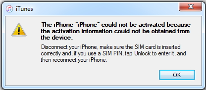 iPhone could not be activated error 