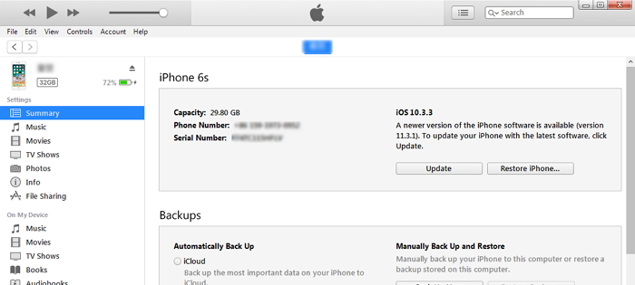 restore iPhone with iTunes