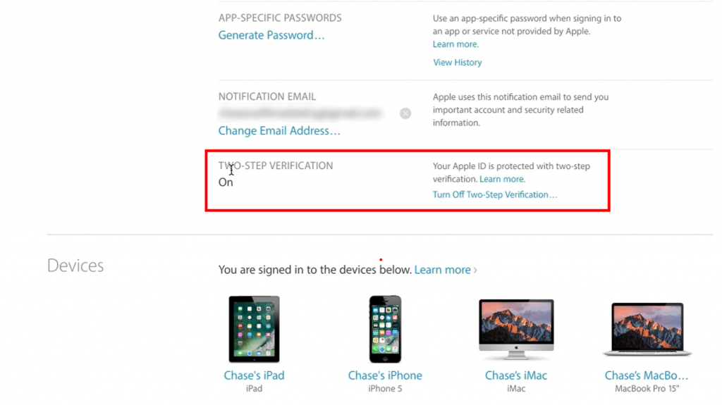 how to turn off two step verification apple
